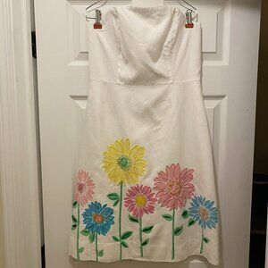 Lilly Pulitzer White Floral Strapless Dress Size 6
